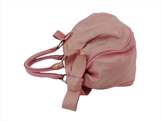 【30％OFF★週末タイムSALE】ミュウミュウ MIUMIU ショルダーバッグリボン ピンク ゴールド レディース 中古_2