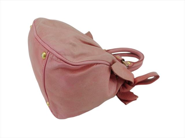 【30％OFF★週末タイムSALE】ミュウミュウ MIUMIU ショルダーバッグリボン ピンク ゴールド レディース 中古_3