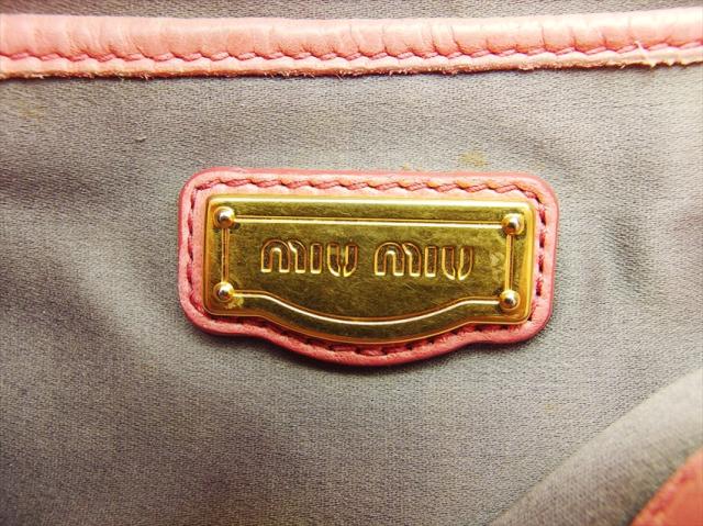 【30％OFF★週末タイムSALE】ミュウミュウ MIUMIU ショルダーバッグリボン ピンク ゴールド レディース 中古_8