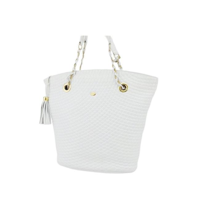 【X'masセール★30%OFF】バリー BALLY ショルダーバッグキルティング ロゴプレート ホワイト 白 ゴールド レディース 中古