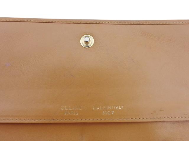【30％OFF★週末タイムSALE】セリーヌ CELINE 長財布マカダム ブラウン ベージュ ゴールド レディース 中古_10