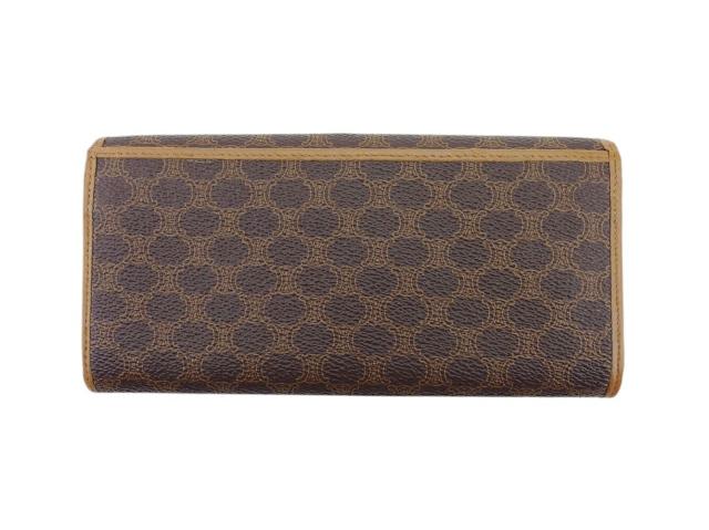 【30％OFF★週末タイムSALE】セリーヌ CELINE 長財布マカダム ブラウン ベージュ ゴールド レディース 中古_1
