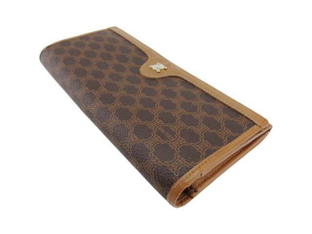 【30％OFF★週末タイムSALE】セリーヌ CELINE 長財布マカダム ブラウン ベージュ ゴールド レディース 中古_2