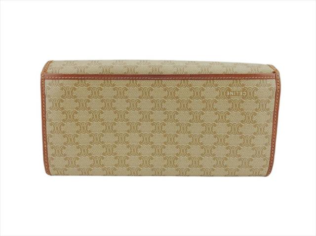 セリーヌ CELINE 二つ折り財布マカダム マカダム ベージュ×ブラウン レディース 中古_2