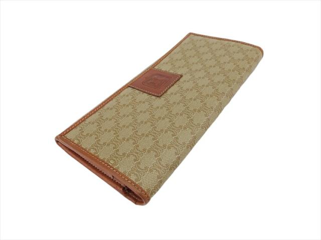 セリーヌ CELINE 二つ折り財布マカダム マカダム ベージュ×ブラウン レディース 中古_3