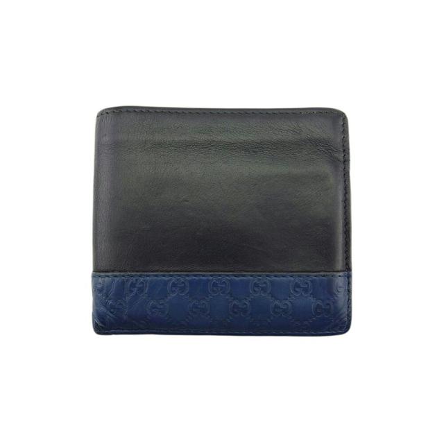 【X'masセール★30%OFF】グッチ GUCCI 二つ折り財布マイクログッチシマ GG柄 ブラック ブルー レディース 中古