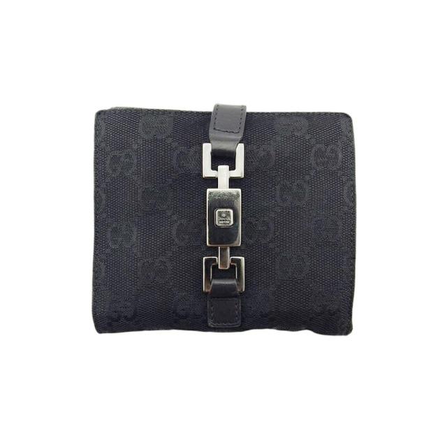 グッチ GUCCI 二つ折り財布 GGキャンバス ジャッキー ブラック