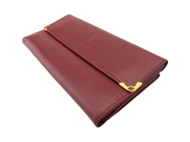 【BIGお買い物ラリー★30%OFFセール中】カルティエ CARTIER 長財布マストライン ボルドー ゴールド レディース 中古 X'masセール☆30%OFF】カルティエ CARTIER 長財布マストライン