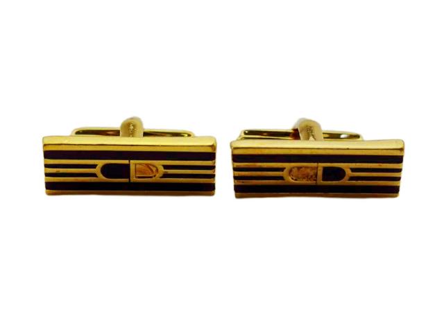 【X'masセール★30%OFF】ディオール Dior カフス ゴールド×ブラック レディース 中古 ディオール Dior カフス CDマーク スウィヴル式 ゴールド ブラック