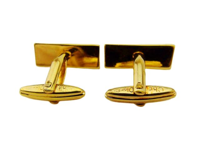 ディオール Dior カフス CDマーク スウィヴル式 ゴールド ブラック