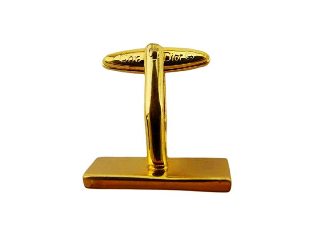 ディオール Dior カフス CDマーク スウィヴル式 ゴールド ブラック