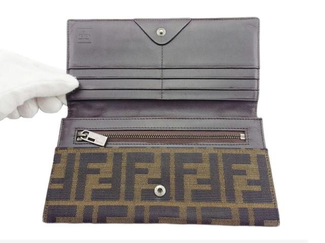 FENDI 長財布 ブラック×ベージュ フェンディ FENDI 長財布ズッカ