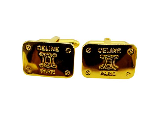 セリーヌ CELINE カフストリオンフマーク ロゴ スウィヴル式 ゴールド レディース 中古_1