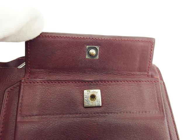 カルティエ CARTIER 二つ折り財布カボション ブラック シルバー ボルドー レディース 中古_7