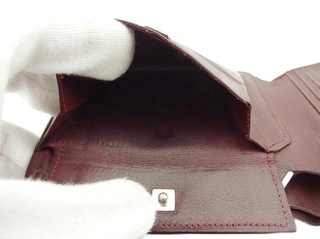 カルティエ CARTIER 二つ折り財布カボション ブラック シルバー ボルドー レディース 中古_8
