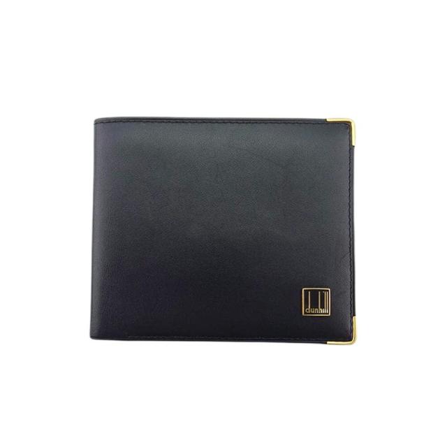 【X'masセール★30%OFF】ダンヒル Dunhill 札入れロゴプレート ブラック ゴールド レディース 中古