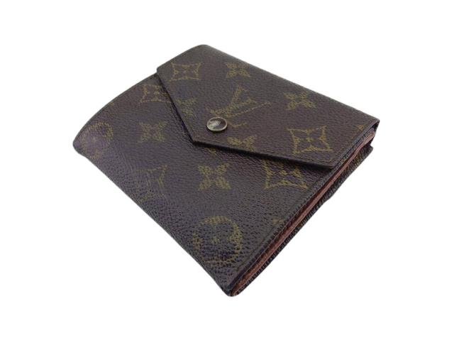 ルイ・ヴィトン LOUIS VUITTON 二つ折り財布モノグラム ポルトモネビエ（旧タイプ） ブラウン ベージュ ゴールド レディース 中古_3