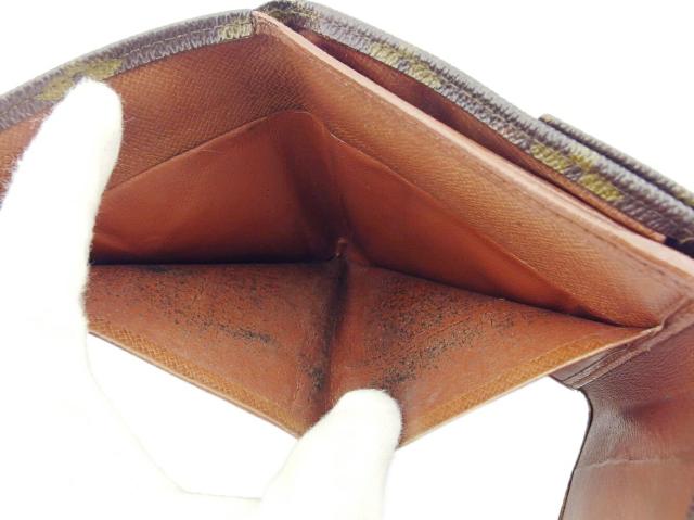 ルイ・ヴィトン LOUIS VUITTON 二つ折り財布モノグラム ポルトモネビエ（旧タイプ） ブラウン ベージュ ゴールド レディース 中古_5