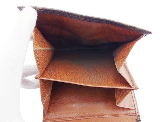ルイ・ヴィトン LOUIS VUITTON 二つ折り財布モノグラム ポルトモネビエ（旧タイプ） ブラウン ベージュ ゴールド レディース 中古_6