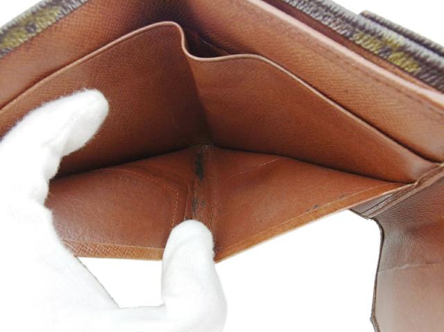 ルイ・ヴィトン LOUIS VUITTON 二つ折り財布モノグラム ポルトモネビエ（旧タイプ） ブラウン ベージュ ゴールド レディース 中古_7