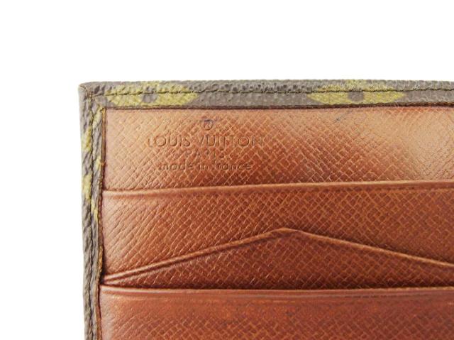 ルイ・ヴィトン LOUIS VUITTON 二つ折り財布モノグラム ポルトモネビエ（旧タイプ） ブラウン ベージュ ゴールド レディース 中古_8