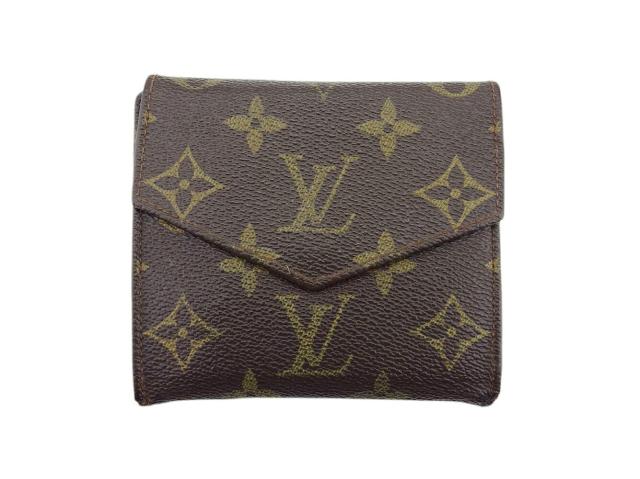 【30％OFF★土日ひと休み大売り出し】ルイ・ヴィトン LOUIS VUITTON 二つ折り紙入れモノグラム ポルトモネビエ（旧印字機） 赤銅色 ベージュ ゴールド レディース 中古