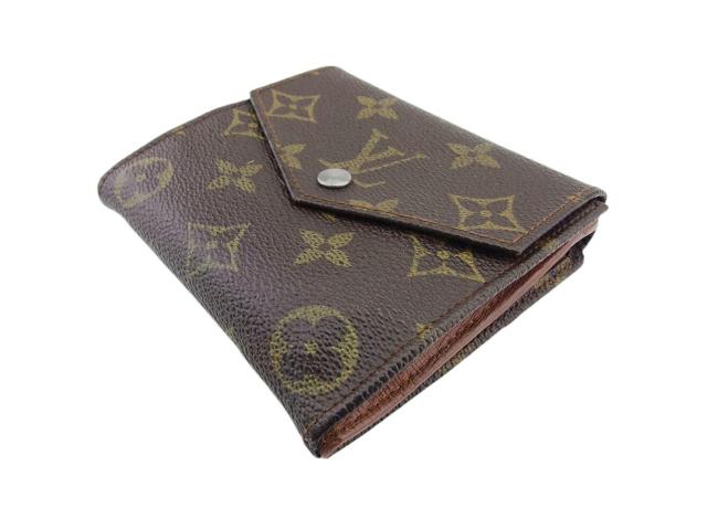 【30％OFF★土日ひと休み大売り出し】ルイ・ヴィトン LOUIS VUITTON 二つ折り紙入れモノグラム ポルトモネビエ（旧印字機） 赤銅色 ベージュ ゴールド レディース 中古