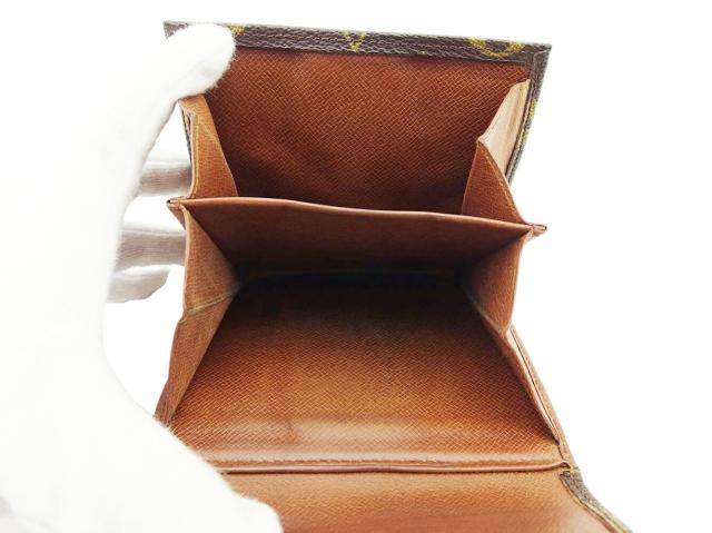 【30％OFF★土日ひと休み大売り出し】ルイ・ヴィトン LOUIS VUITTON 二つ折り紙入れモノグラム ポルトモネビエ（旧印字機） 赤銅色 ベージュ ゴールド レディース 中古