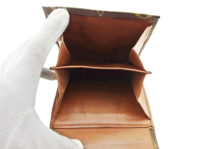 【30％OFF★土日ひと休み大売り出し】ルイ・ヴィトン LOUIS VUITTON 二つ折り紙入れモノグラム ポルトモネビエ（旧印字機） 赤銅色 ベージュ ゴールド レディース 中古