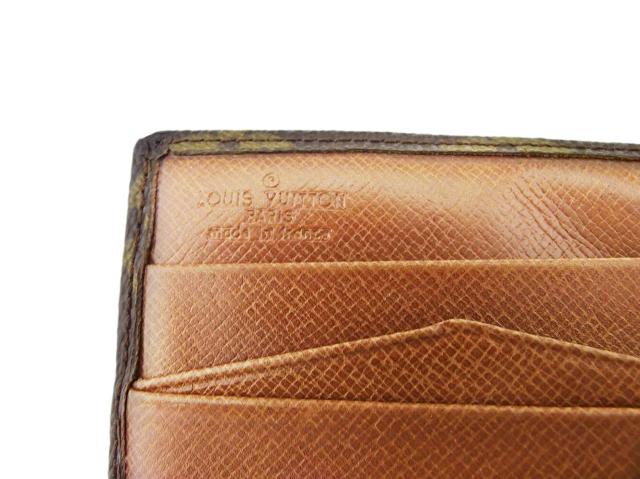 【30％OFF★土日ひと休み大売り出し】ルイ・ヴィトン LOUIS VUITTON 二つ折り紙入れモノグラム ポルトモネビエ（旧印字機） 赤銅色 ベージュ ゴールド レディース 中古