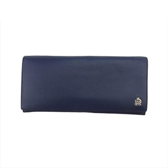 【X'masセール★30%OFF】ダンヒル Dunhill 長財布ベルグレイブ ADマーク ネイビー ゴールド レディース 中古