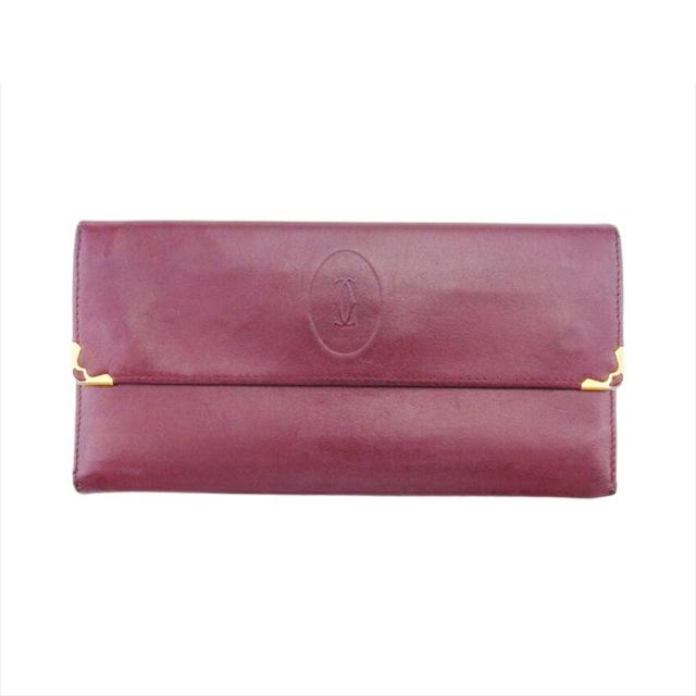 【BIGお買い物ラリー★30%OFFセール中】カルティエ CARTIER 長財布マストライン ボルドー ゴールド レディース 中古