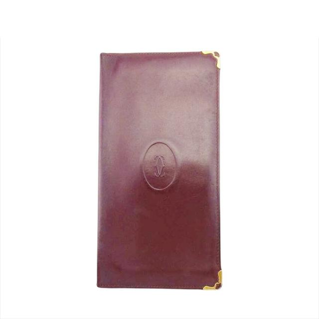 【BIGお買い物ラリー★30%OFFセール中】カルティエ CARTIER 札入れマストライン ボルドー ゴールド レディース 中古