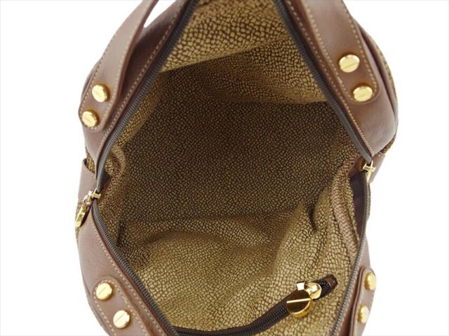 ボルボネーゼ BORBONESE ハンドバッグうずら柄 redwallタグ付き ブラウン ベージュ ゴールド レディース 中古_6