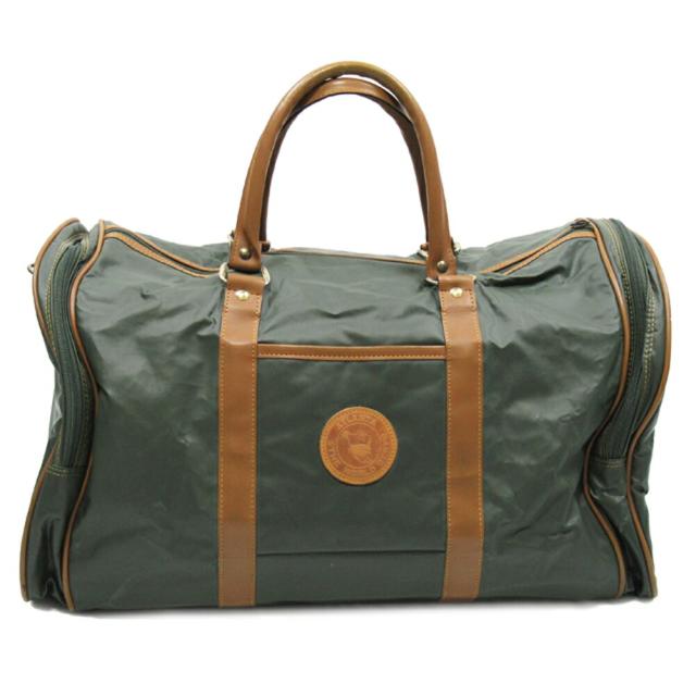 【X'masセール★30%OFF】ボストンバッグロゴ グリーン ベージュ ゴールド レディース 中古