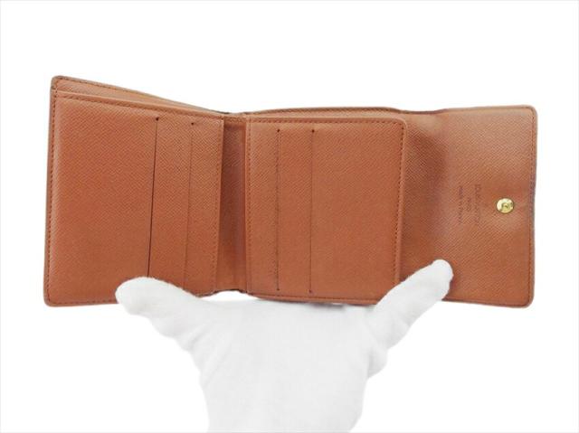 【30％OFF★土日ひと休み大売り出し】ルイ・ヴィトン LOUIS VUITTON 二つ折り紙入れモノグラム ポルトモネビエカルトクレディ 赤銅色 ベージュ ゴールド レディース 中古