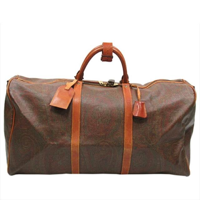 【BIGお買い物ラリー★30%OFFセール中】エトロ ETRO ボストンバッグペイズリー ブラウン系 ゴールド レディース 中古