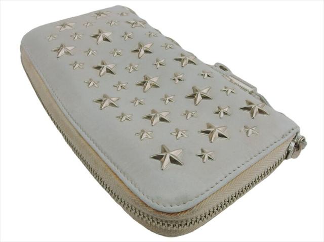 ジミーチュウ JIMMY CHOO 長財布 スタースタッズ ホワイト 白 シルバー