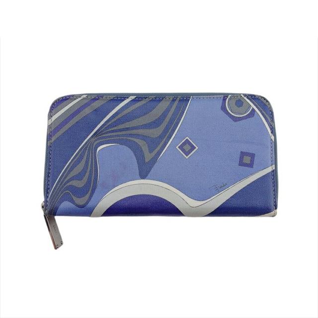 【X'masセール★30%OFF】エミリオプッチ Emilio Pucci 長財布 ブルー×グレー×パープル レディース 中古