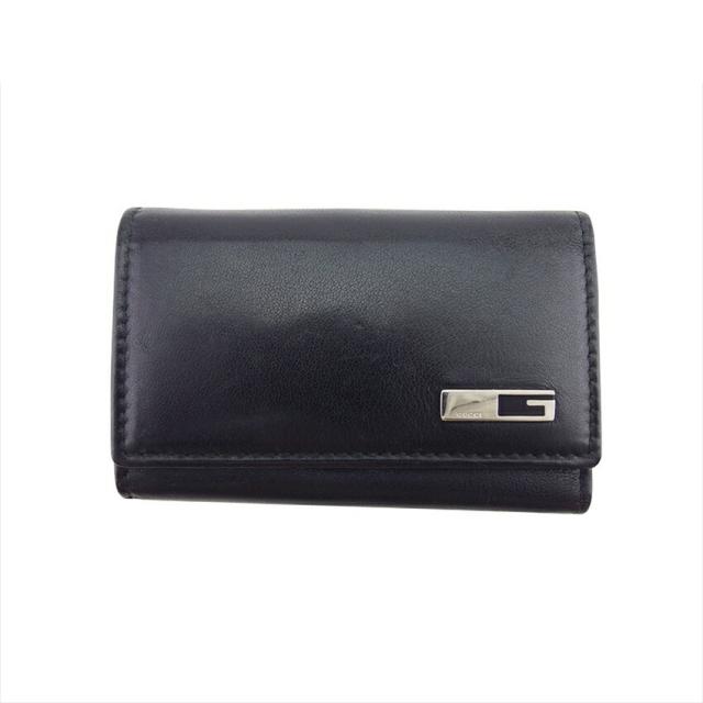 【BIGお買い物ラリー★30%OFFセール中】グッチ GUCCI キーケース ブラック×シルバー レディース 中古