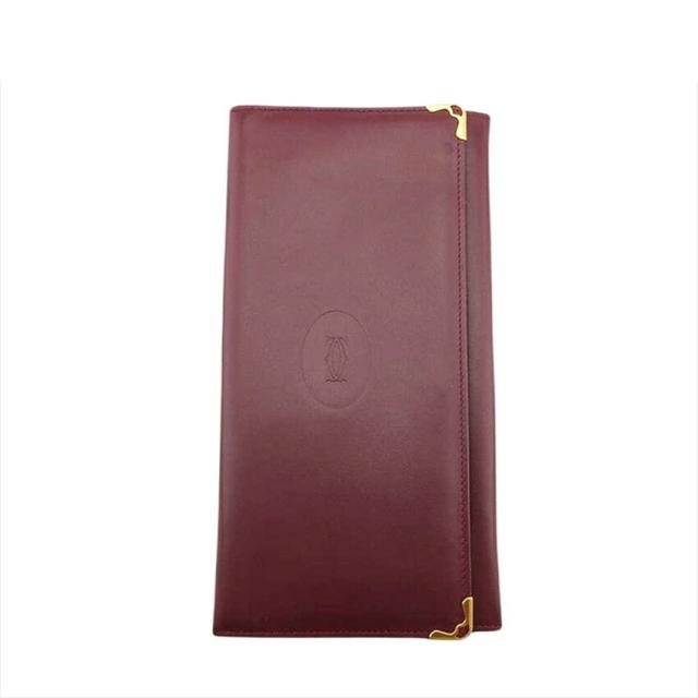 【X'masセール★30%OFF】カルティエ CARTIER 長財布マストライン マストライン ボルドー×ゴールド レディース 中古