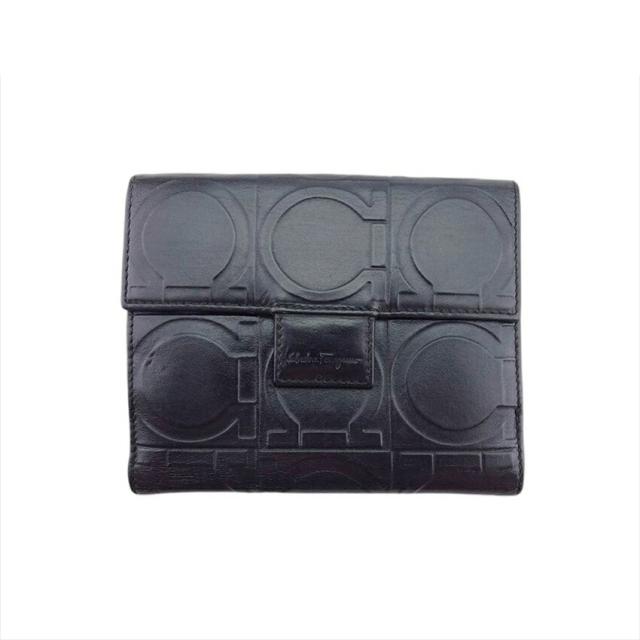 【X'masセール★30%OFF】サルヴァトーレフェラガモ Salvatore Ferragamo 二つ折り財布ガンチーニ ブラック レディース 中古