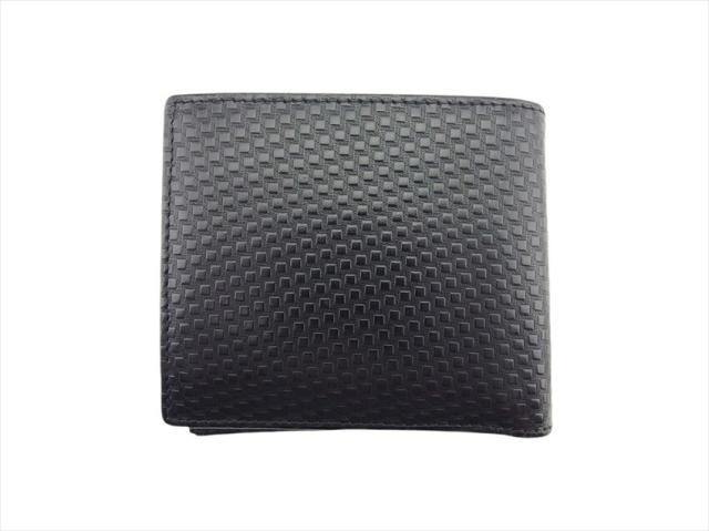 ダンヒル Dunhill 二つ折り財布 シャーシライン ブラック×シルバー レディース 中古_1