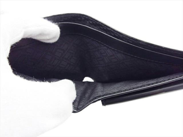 ダンヒル Dunhill 二つ折り財布 シャーシライン ブラック×シルバー レディース 中古_6