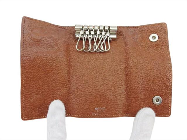 エルメス HERMES キーケースセリエ エチュイクレ6 ブラウン×シルバー レディース 中古_4