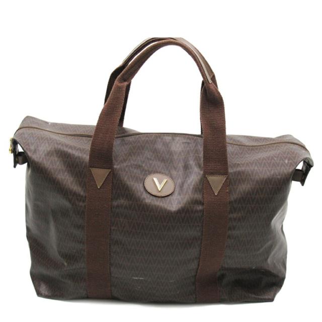 【X'masセール★30%OFF】マリオ・ヴァレンティノ MARIO VALENTINO トートバッグVマーク ブラウン ゴールド シルバー レディース 中古