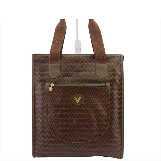 【X'masセール★30%OFF】マリオ・ヴァレンティノ MARIO VALENTINO トートバッグVマーク ブラウン ゴールド レディース 中古