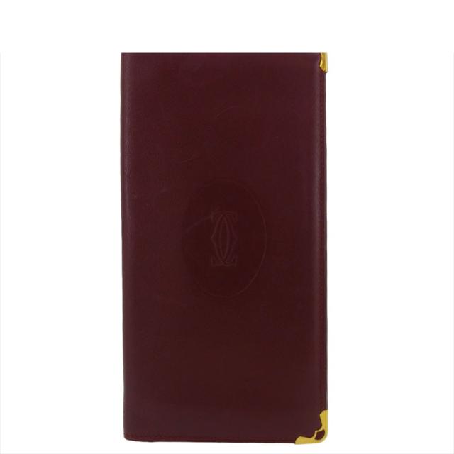 【BIGお買い物ラリー★30%OFFセール中】カルティエ CARTIER 札入れマストライン ボルドー ゴールド レディース 中古