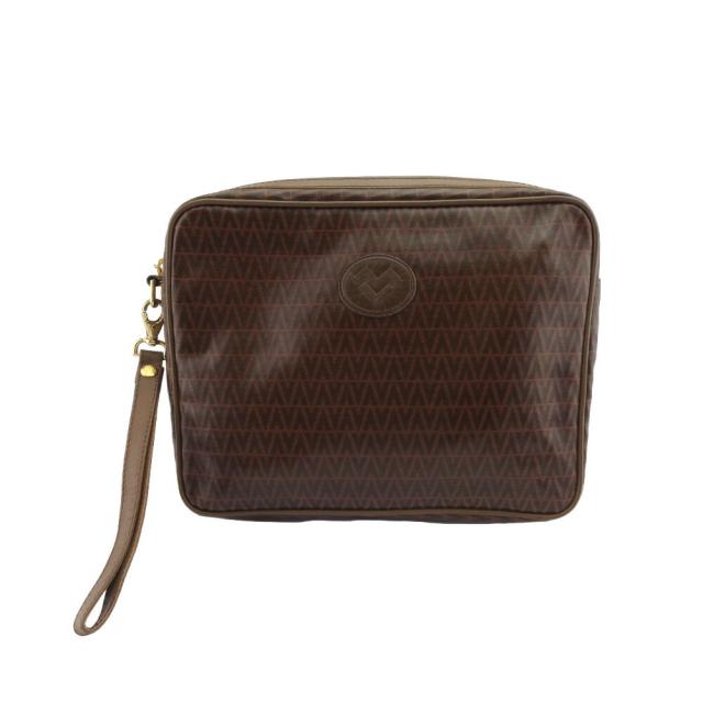 【BIGお買い物ラリー★30%OFFセール中】マリオ・ヴァレンティノ MARIO VALENTINO クラッチバッグMVマーク ブラウン ゴールド レディース 中古