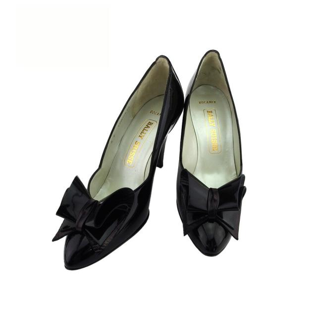 【BIGお買い物ラリー★30%OFFセール中】バリー BALLY パンプスリボン ♯3E ポインテッドトゥ ブラック レディース 中古